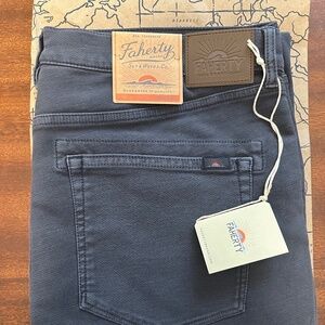 Faherty Stretch Terry 5-Pocket Pant - Navy - 35x30